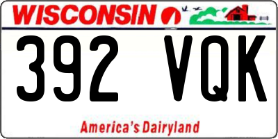 WI license plate 392VQK