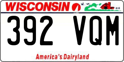 WI license plate 392VQM