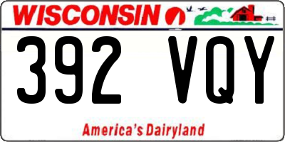 WI license plate 392VQY