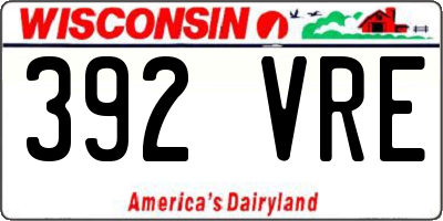 WI license plate 392VRE