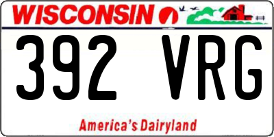 WI license plate 392VRG