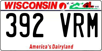 WI license plate 392VRM