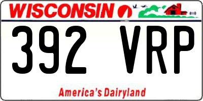 WI license plate 392VRP