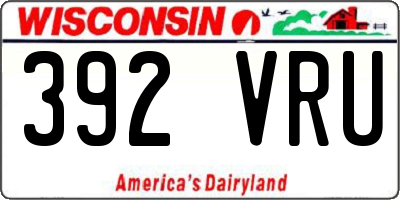 WI license plate 392VRU