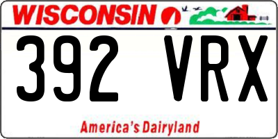 WI license plate 392VRX
