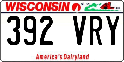 WI license plate 392VRY