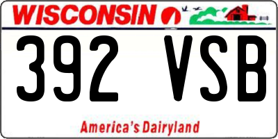 WI license plate 392VSB