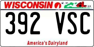 WI license plate 392VSC