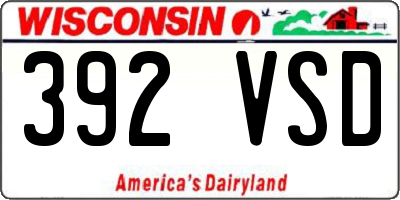 WI license plate 392VSD