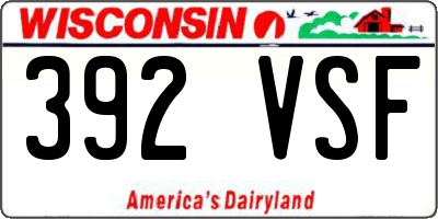 WI license plate 392VSF