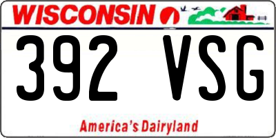 WI license plate 392VSG