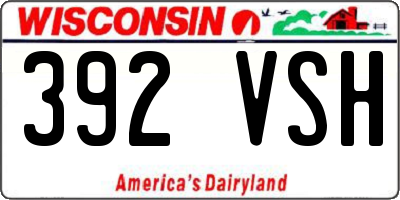 WI license plate 392VSH
