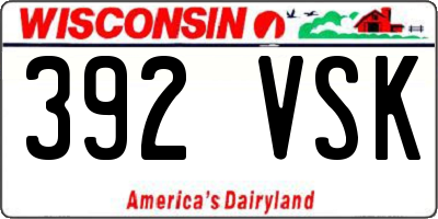 WI license plate 392VSK