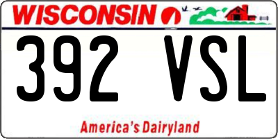 WI license plate 392VSL