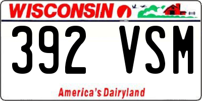 WI license plate 392VSM