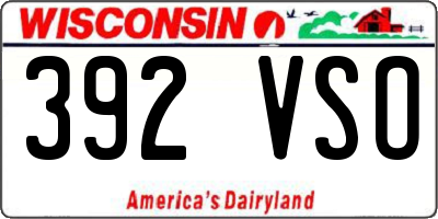 WI license plate 392VSO
