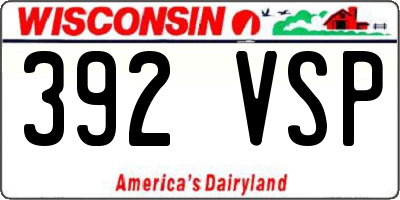 WI license plate 392VSP
