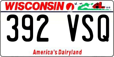 WI license plate 392VSQ
