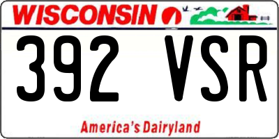 WI license plate 392VSR