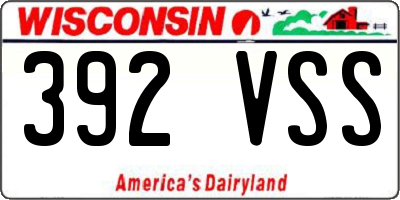 WI license plate 392VSS