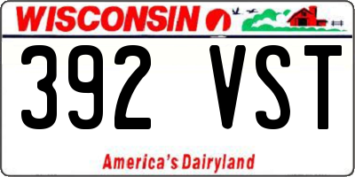 WI license plate 392VST