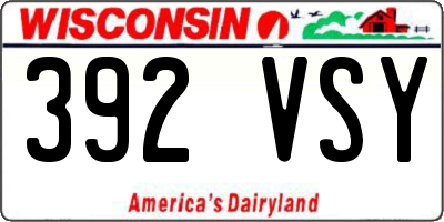 WI license plate 392VSY