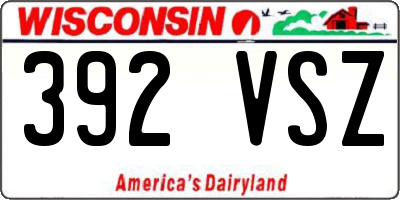 WI license plate 392VSZ