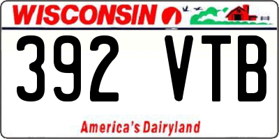 WI license plate 392VTB