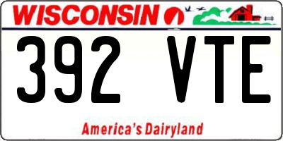 WI license plate 392VTE