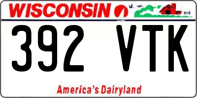 WI license plate 392VTK