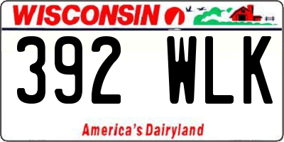 WI license plate 392WLK