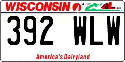 WI license plate 392WLW