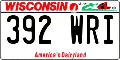 WI license plate 392WRI