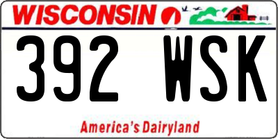 WI license plate 392WSK