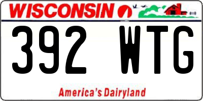 WI license plate 392WTG