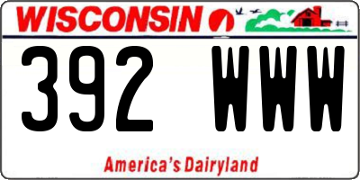 WI license plate 392WWW