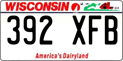 WI license plate 392XFB