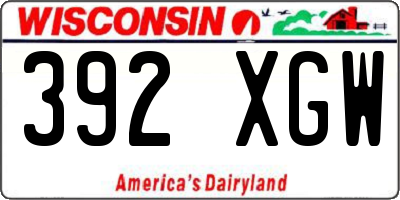 WI license plate 392XGW