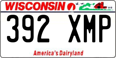 WI license plate 392XMP