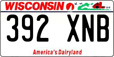 WI license plate 392XNB