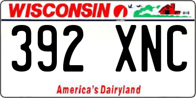 WI license plate 392XNC