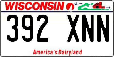 WI license plate 392XNN