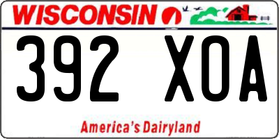 WI license plate 392XOA