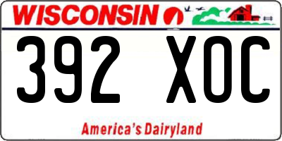 WI license plate 392XOC