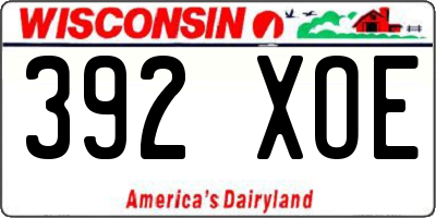 WI license plate 392XOE