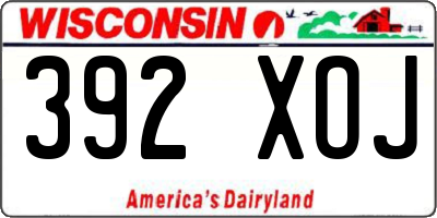WI license plate 392XOJ