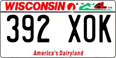 WI license plate 392XOK