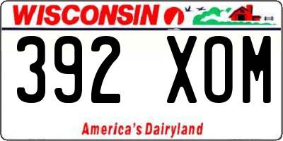 WI license plate 392XOM