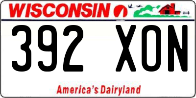 WI license plate 392XON