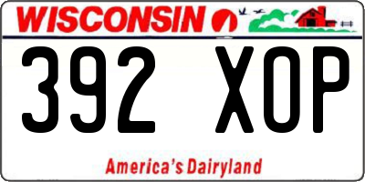WI license plate 392XOP